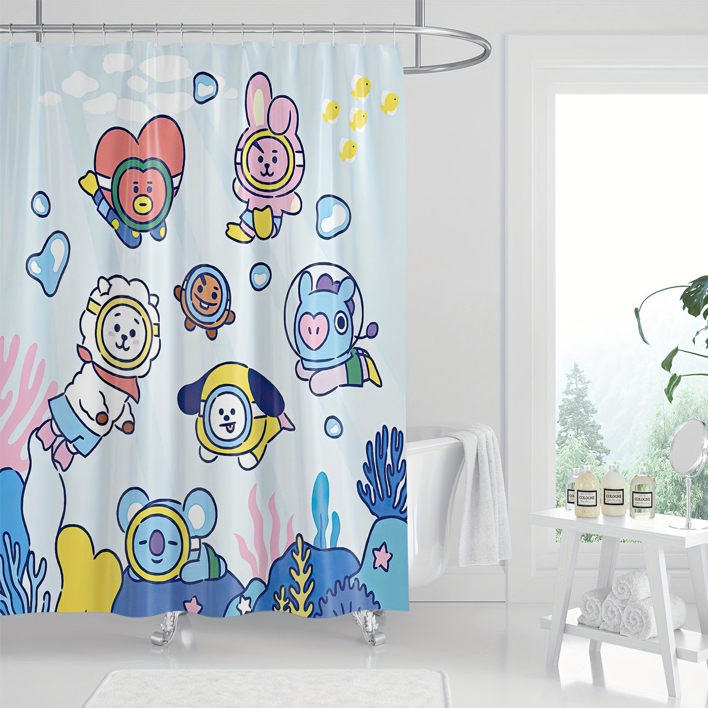 Cortina de Banho BT21 Mergulho fofo