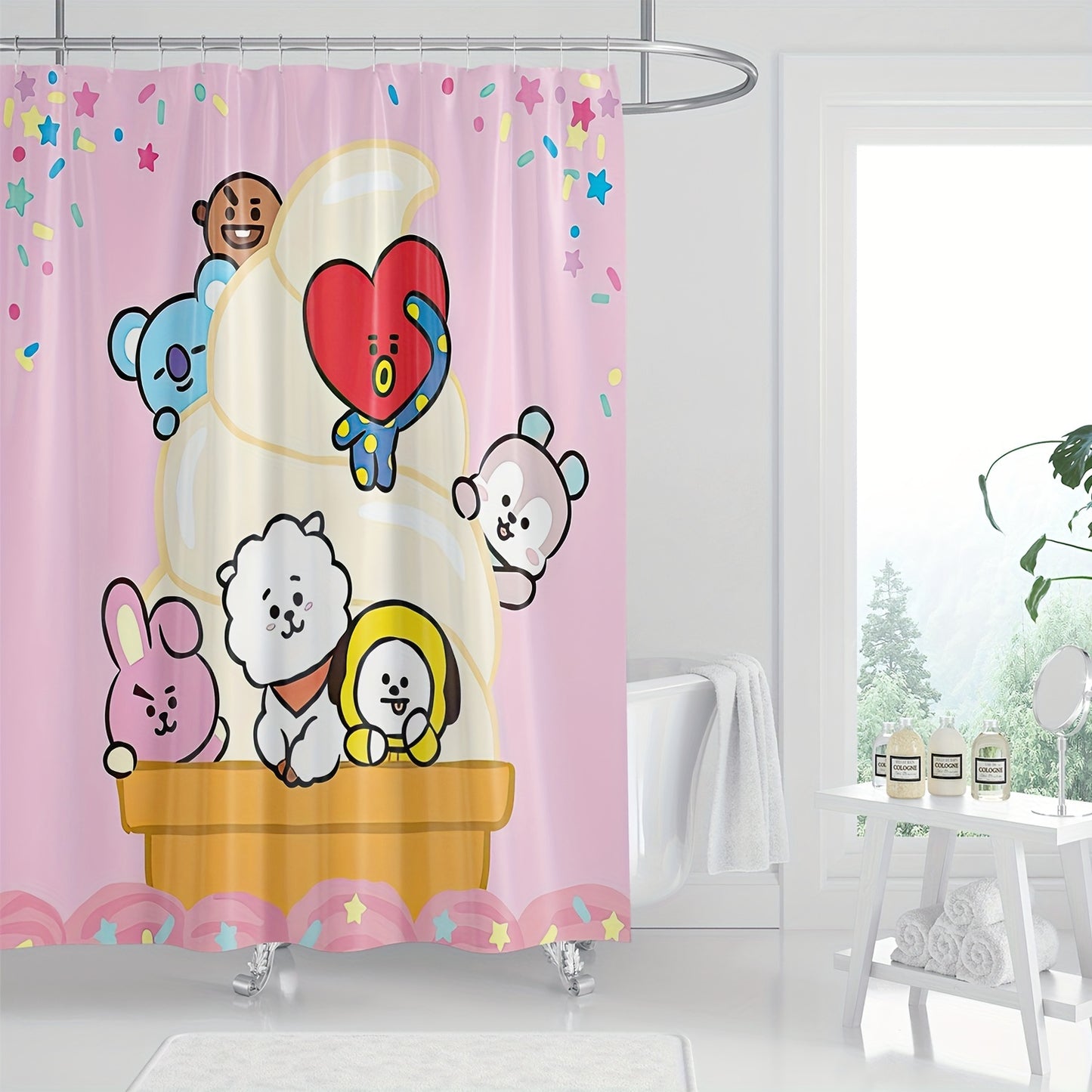 Cortina de Banho BT21 doces