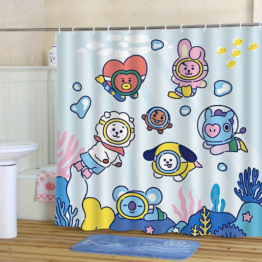 Cortina de Banho BT21 Mergulho fofo