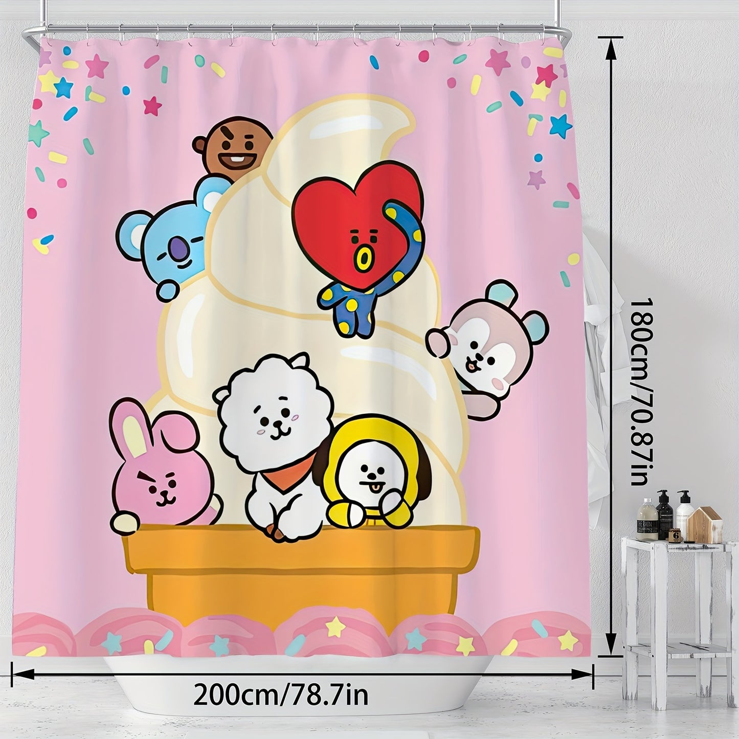 Cortina de Banho BT21 doces