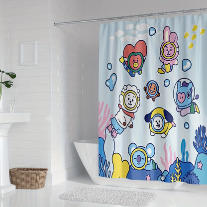 Cortina de Banho BT21 Mergulho fofo