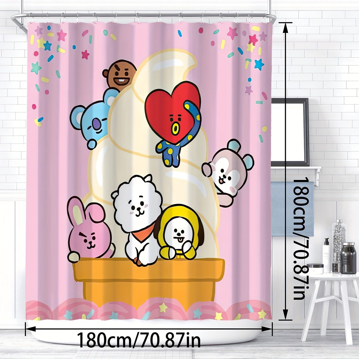 Cortina de Banho BT21 doces