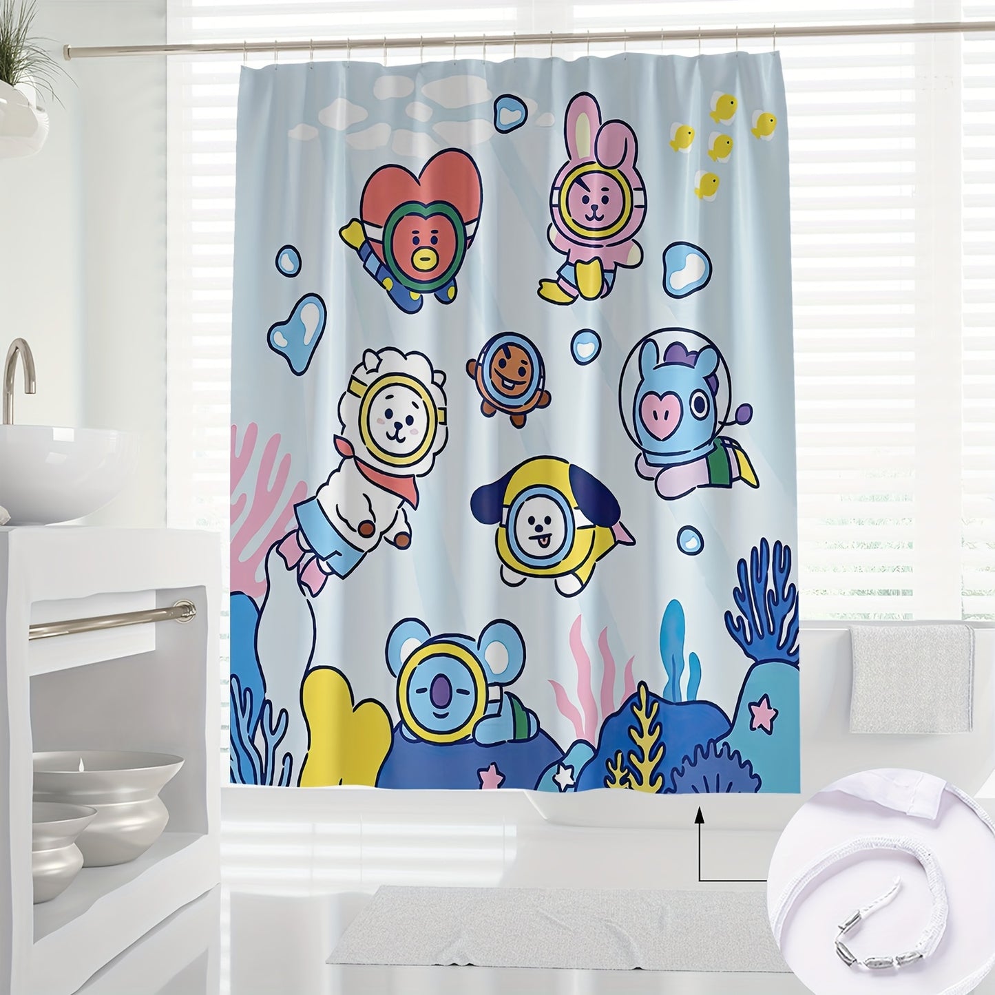 Cortina de Banho BT21 Mergulho fofo